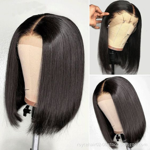 Cheap 10 Inch 100% Brazilian Human Hair 180% Density Short Curly Hair Bob Wig Transparent Full Lace Wig With Baby Hair